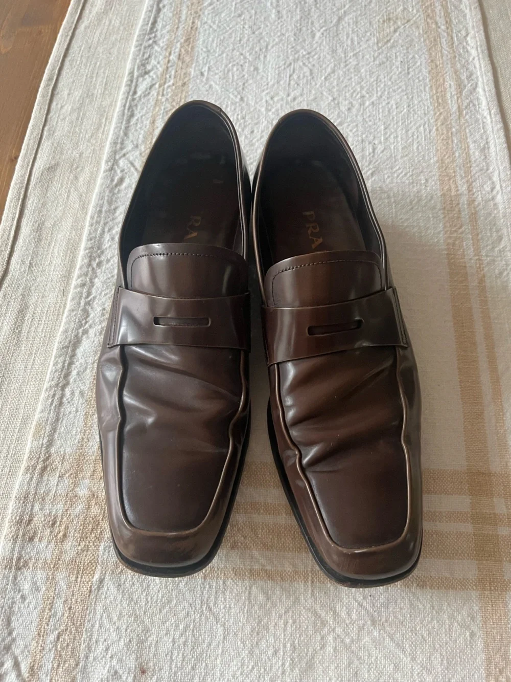Prada Dark Brown Leather Penny Loafers